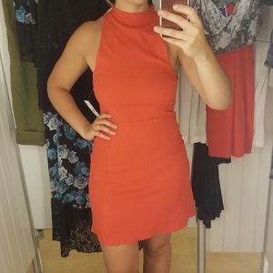 Coral cutout mini dress